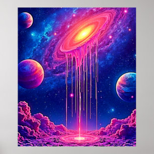 Neon Universum: Druppelende Sterrenlicht Poster