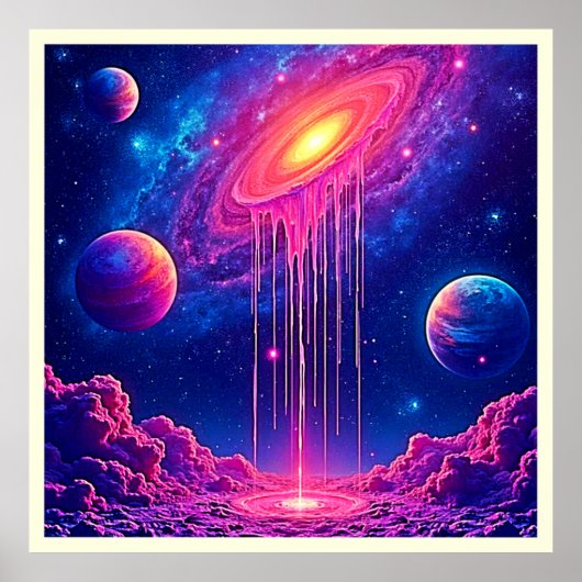 Neon Universum: Druppelende Sterrenlicht Poster (Voorkant)