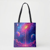 Neon Universum: Druppelende Sterrenlicht Tote Bag (Voorkant)