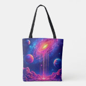 Neon Universum: Druppelende Sterrenlicht Tote Bag (Achterkant)