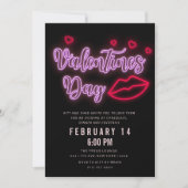 Neon Valentijnsdag Lippen Uitnodiging (Voorkant)