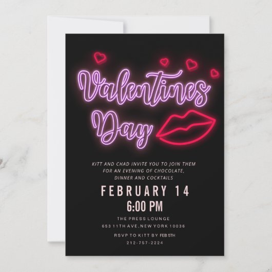 Neon Valentijnsdag Lips Kaart (Voorkant)