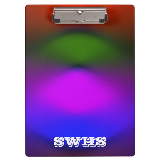 Neon van Blauw, Paarse, Groene & Oranje Monogram Klembord (Voorkant)