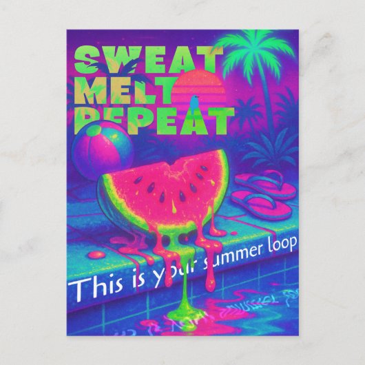 Neon Vaporwave 80s Summer Heat Briefkaart (Voorkant)
