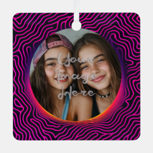 Neon Vaporwave Draaiende Beweging Custom Fotolijst Metalen Ornament