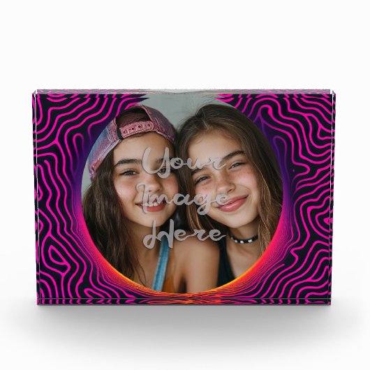 Neon Vaporwave Swirl Custom Photo Lijst Fotoblokken (Voorkant)