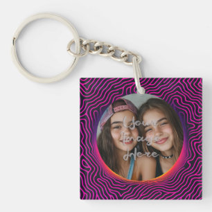 Neon Vaporwave Swirl Custom Photo Lijst Sleutelhanger