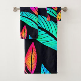 Neon Veerpatroon Levendig Kunst Bad Handdoek