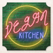 Neon Vegan Kitchen Sign Kartonnen Onderzetters (Voorkant)