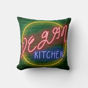 Neon Vegan Kitchen Sign Kussen