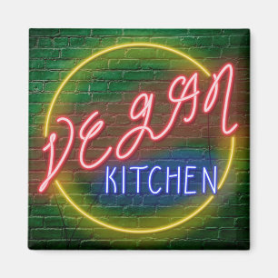 Neon Vegan Kitchen Sign Magneet