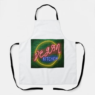 Neon Vegan Kitchen Sign Schort