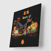 Neon Vegas Home Bar - Aangepast Vierkante Klok (Hoek)