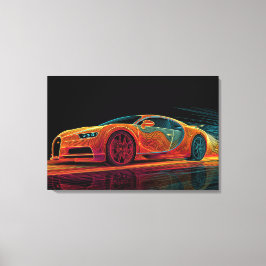 Neon Velocity | Automobielkunst (76 x 51 cm) Canvas Afdruk