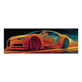 Neon Velocity | Automobil Kunst (91 cm x 30 cm) Foto Afdruk