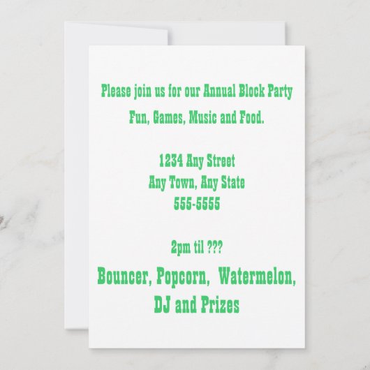 Neon verf spatten, blok partij uitnodiging (Achterkant)