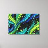 Neon verf spettert op zwart canvas afdruk (Voorkant)