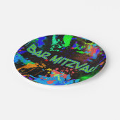 Neon, verfspatten, Bar Mitzvah Papieren Bordje (Gekanteld)