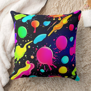 Neon Verfspatten Design Kussen