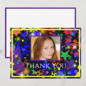 Neon verfspatten foto bedankkaart (Voorkant / Achterkant)