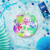 Neon Verfspatten, Papieren Bordje (Feest)