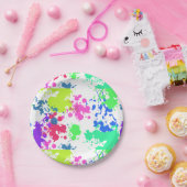 Neon Verfspatten, Papieren Bordje (Feest)