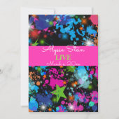 Neon, verfspatten, uitnodiging voor Bat Mitzvah (Voorkant)