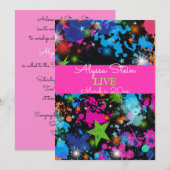 Neon, verfspetter, uitnodiging van de vleermuismit (Voorkant / Achterkant)