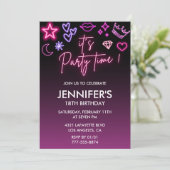 Neon verjaardag 18e verjaardag Glitter Sparkly Kaart (Staand voorkant)