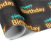 Neon Verjaardag Bord op Baksteen Cadeaupapier (Rol Hoek)