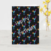 Neon Verjaardag Cocktails op zwart Kaart (Gele Bloem)