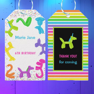 NEON VERJAARDAG DIEREN BALLONNEN CADEAULABEL