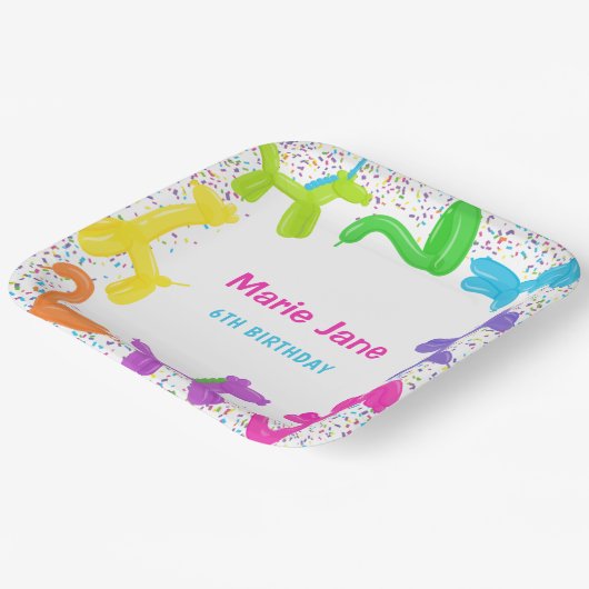 NEON VERJAARDAG DIEREN BALLONNEN PAPIER BORDEN PAPIEREN BORDJE (Gebogen)