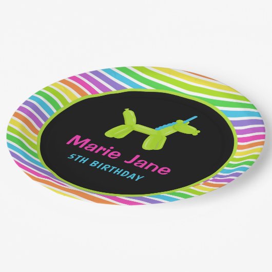 NEON VERJAARDAG DIEREN BALLONNEN PAPIEREN BORDJE (Gekanteld)