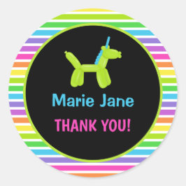 NEON VERJAARDAG DIEREN BALLONNEN RONDE STICKER