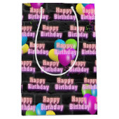 Neon Verjaardag en Ballonnen op Brick Medium Gift  Medium Cadeauzakje (Voorkant)