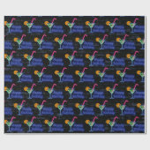 Neon Verjaardag en Cocktail teken op baksteen Cadeaupapier (Vlak)