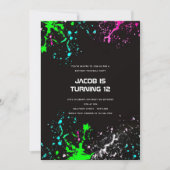 Neon Verjaardag Paintball Party Kaart (Voorkant)