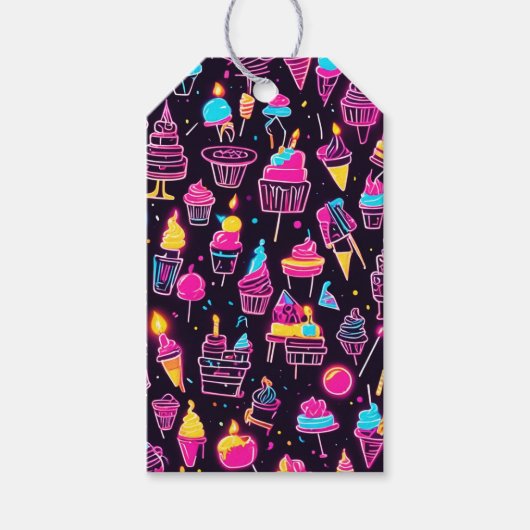 Neon Verjaardag snoep Cadeaulabel (Voorkant)