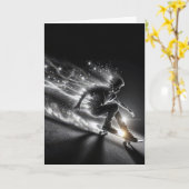 Neon verjaardag tiener skateboarden kaart (Gele Bloem)