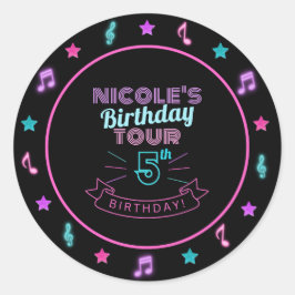 Neon Verjaardag Tour Muziek Verjaardag Sticker