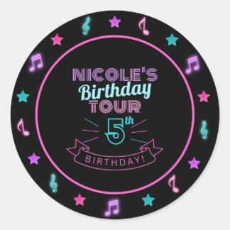 Neon Verjaardag Tour Muziek Verjaardag Sticker
