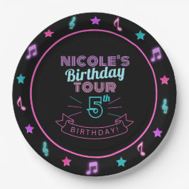 Neon Verjaardag Tour Muziek Verjaardagsfeest Borde Papieren Bordje