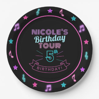 Neon Verjaardag Tour Muziek Verjaardagsfeest Borde Papieren Bordje