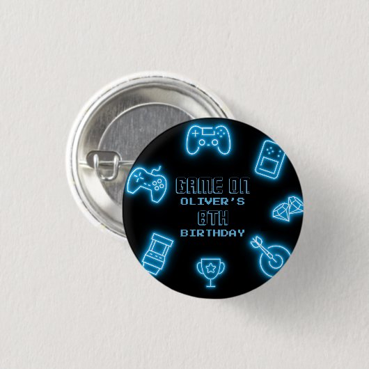 Neon verjaardag video games elk jaar ronde button 3,2 cm (Voorkant /achterkant)