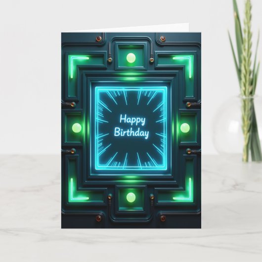 Neon Verjaardags Glow Kaart (Voorkant)