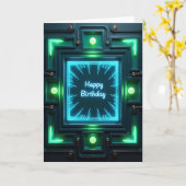 Neon Verjaardags Glow Kaart (Gele Bloem)