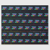 Neon Verjaardagscomputer Downloadbalk Cadeaupapier (Vlak)