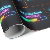 Neon Verjaardagscomputer Downloadbalk Cadeaupapier (Rol Hoek)