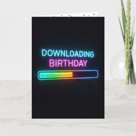 Neon Verjaardagscomputer Downloadbalk Kaart (Voorkant)
